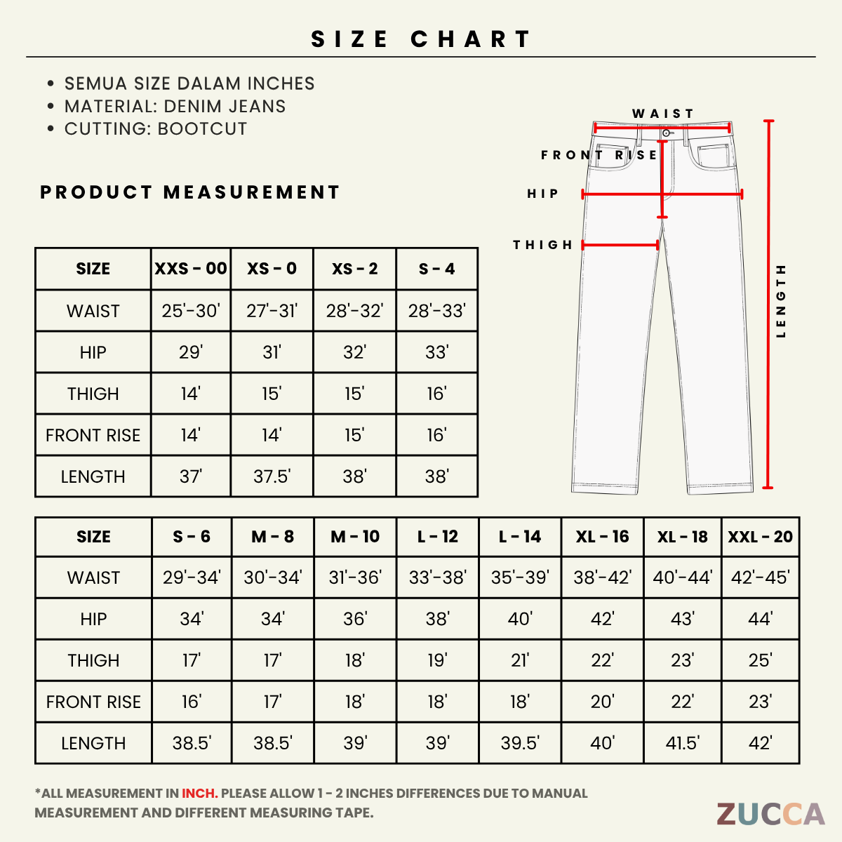 ZUCCA NOEL DENIM BOOTCUT WOMEN JEANS - SU003 PANTS