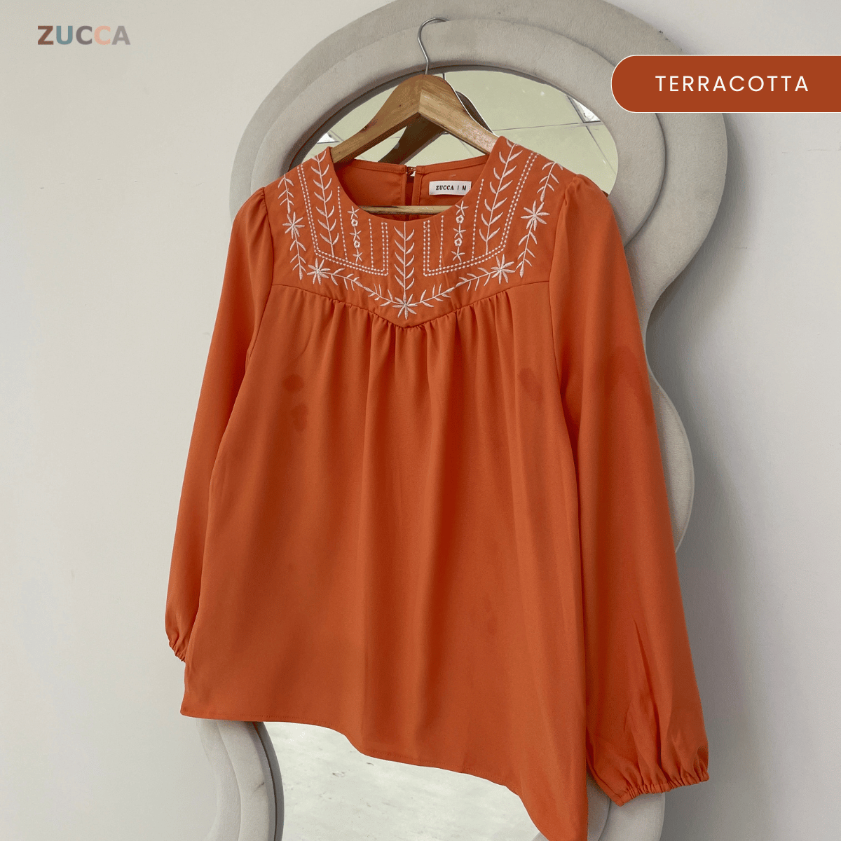ZUCCA MARLA EMBROIDERED RELAXED MODEST BLOUSE - MA185