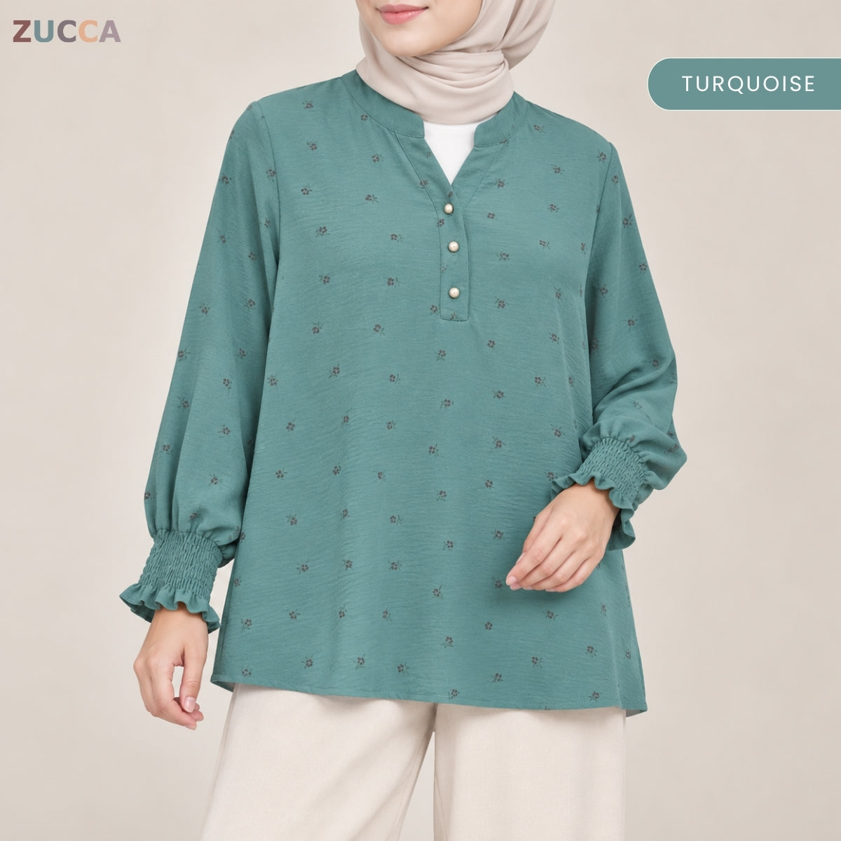 ZUCCA ALESHA CASUAL FLORAL PRINTED LONG SLEEVE TOP - ZW013