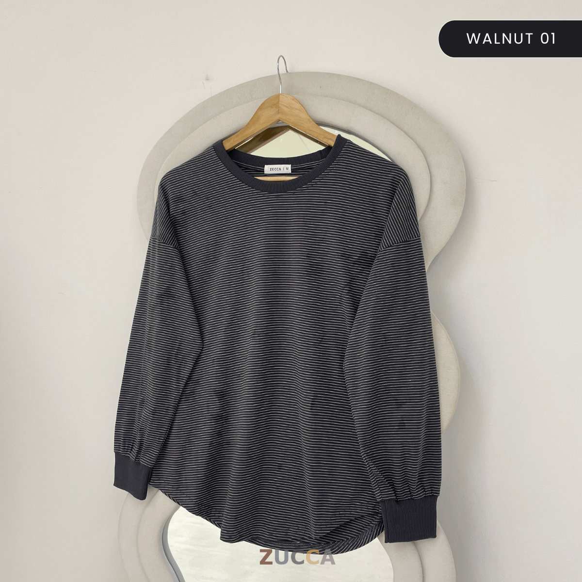 ZUCCA AZUNA CASUAL FINE STRIPE LONG SLEEVE TOP - MA172