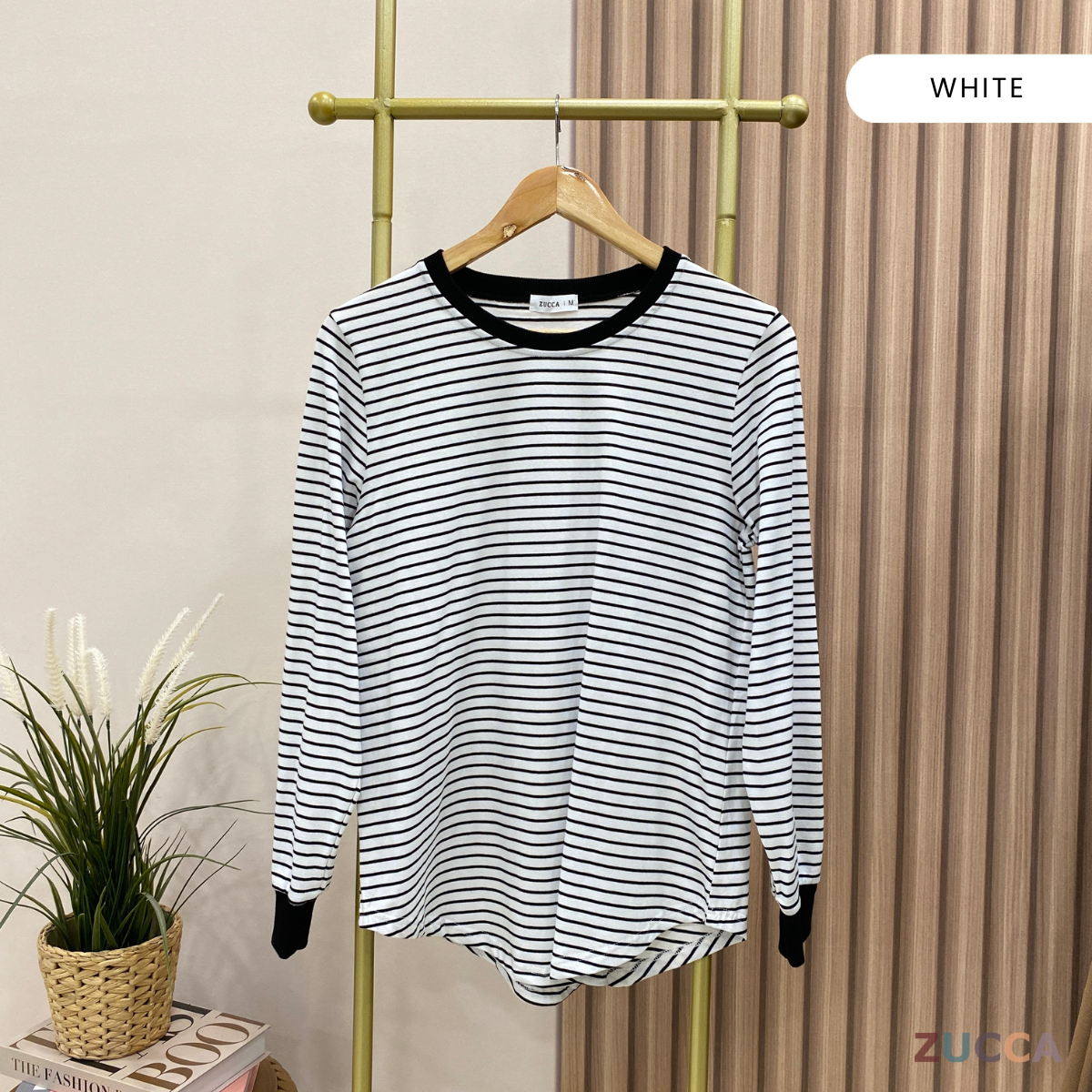 ZUCCA QAIRA STRIPE ROUND NECKLINE BLOUSE - MA024 CASUAL KOREAN STYLE
