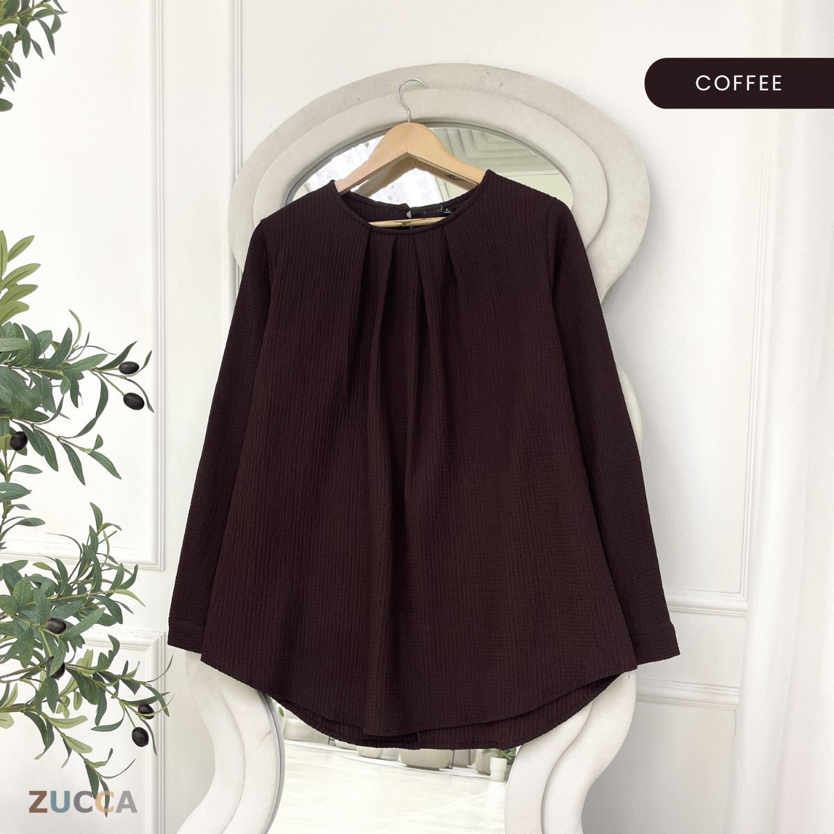 ZUCCA FARAH ELEGANT PLEATED TEXTURED BLOUSE - ZW001 (8873CQ)