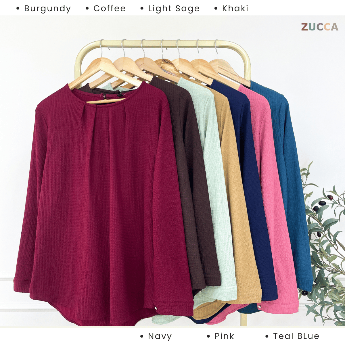ZUCCA FARAH ELEGANT PLEATED TEXTURED BLOUSE - ZW001 (8873CQ)