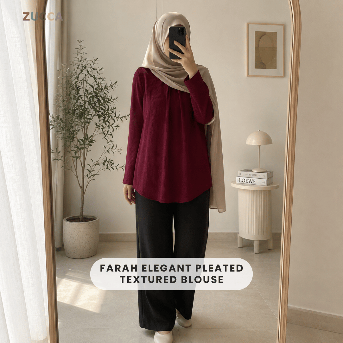 ZUCCA FARAH ELEGANT PLEATED TEXTURED BLOUSE - ZW001 (8873CQ)