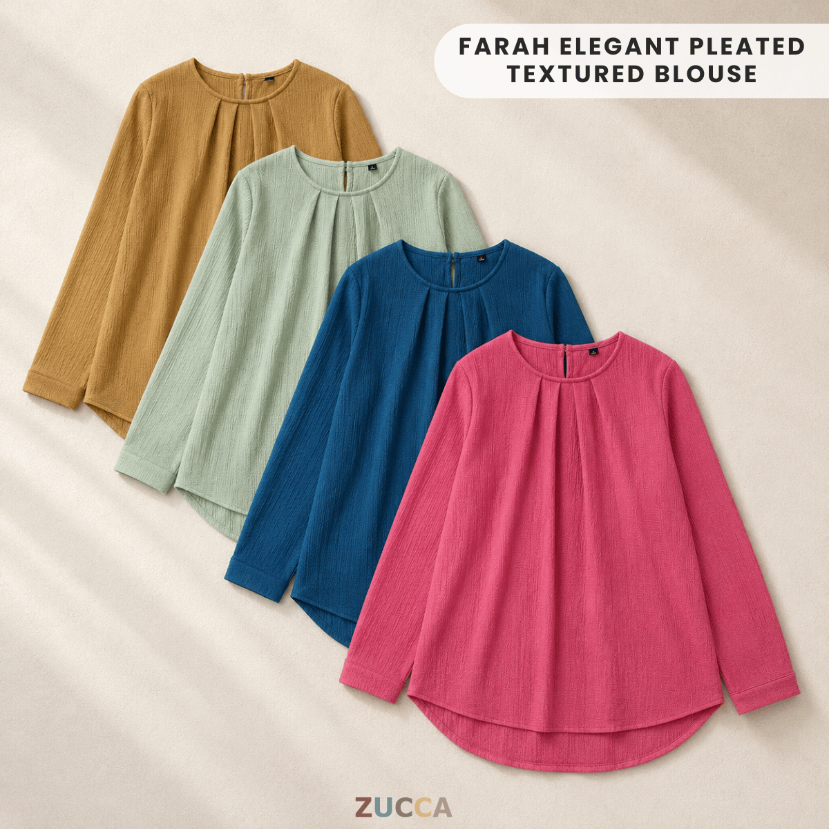 ZUCCA FARAH ELEGANT PLEATED TEXTURED BLOUSE - ZW001 (8873CQ)