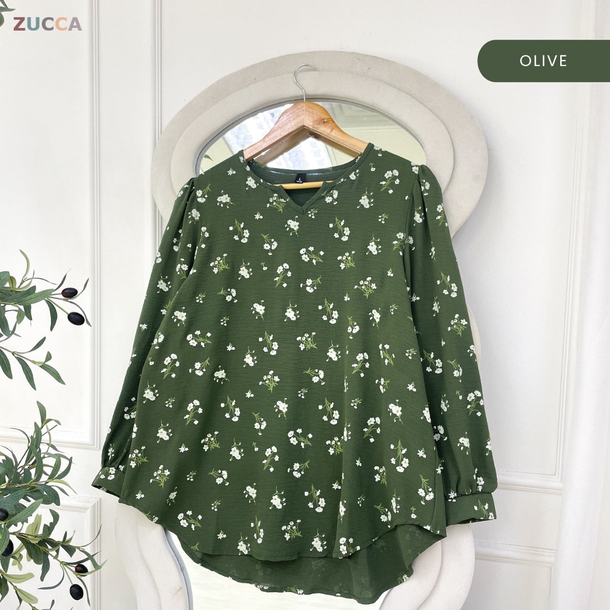 ZUCCA DENNIS ELEGANT FLORAL MODEST BLOUSE LONG SLEEVE - ZW003
