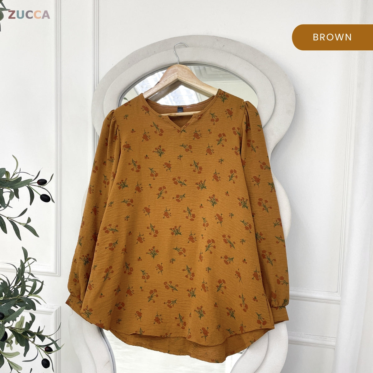 ZUCCA DENNIS ELEGANT FLORAL MODEST BLOUSE LONG SLEEVE - ZW003