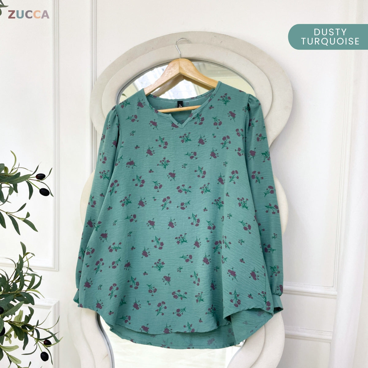 ZUCCA DENNIS ELEGANT FLORAL MODEST BLOUSE LONG SLEEVE - ZW003