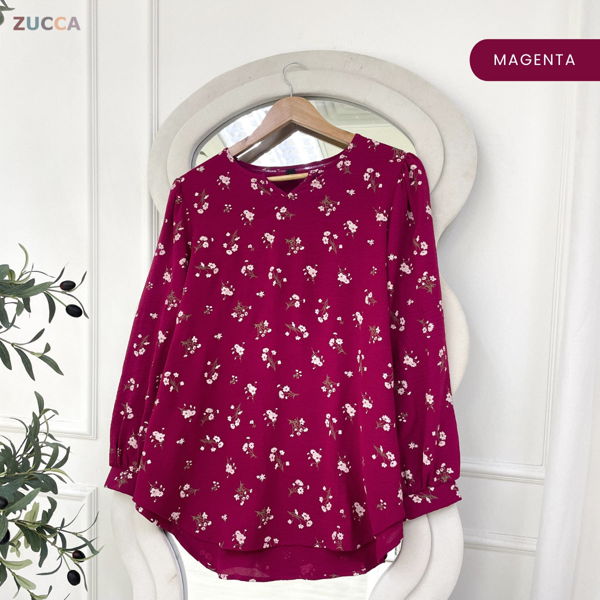 ZUCCA DENNIS ELEGANT FLORAL MODEST BLOUSE LONG SLEEVE - ZW003