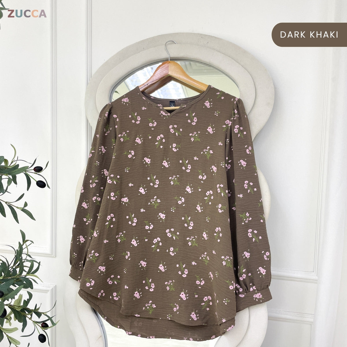 ZUCCA DENNIS ELEGANT FLORAL MODEST BLOUSE LONG SLEEVE - ZW003