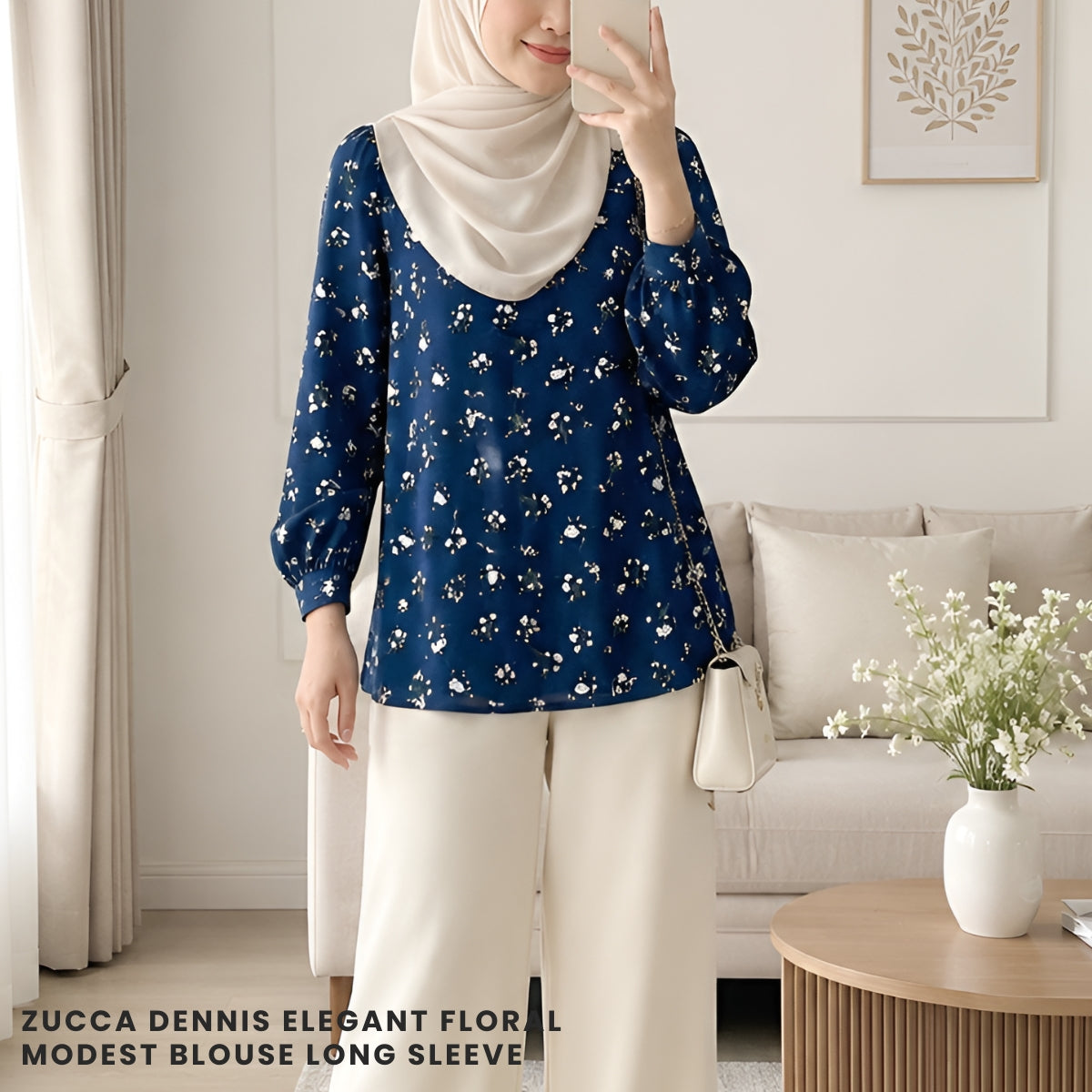 ZUCCA DENNIS ELEGANT FLORAL MODEST BLOUSE LONG SLEEVE - ZW003