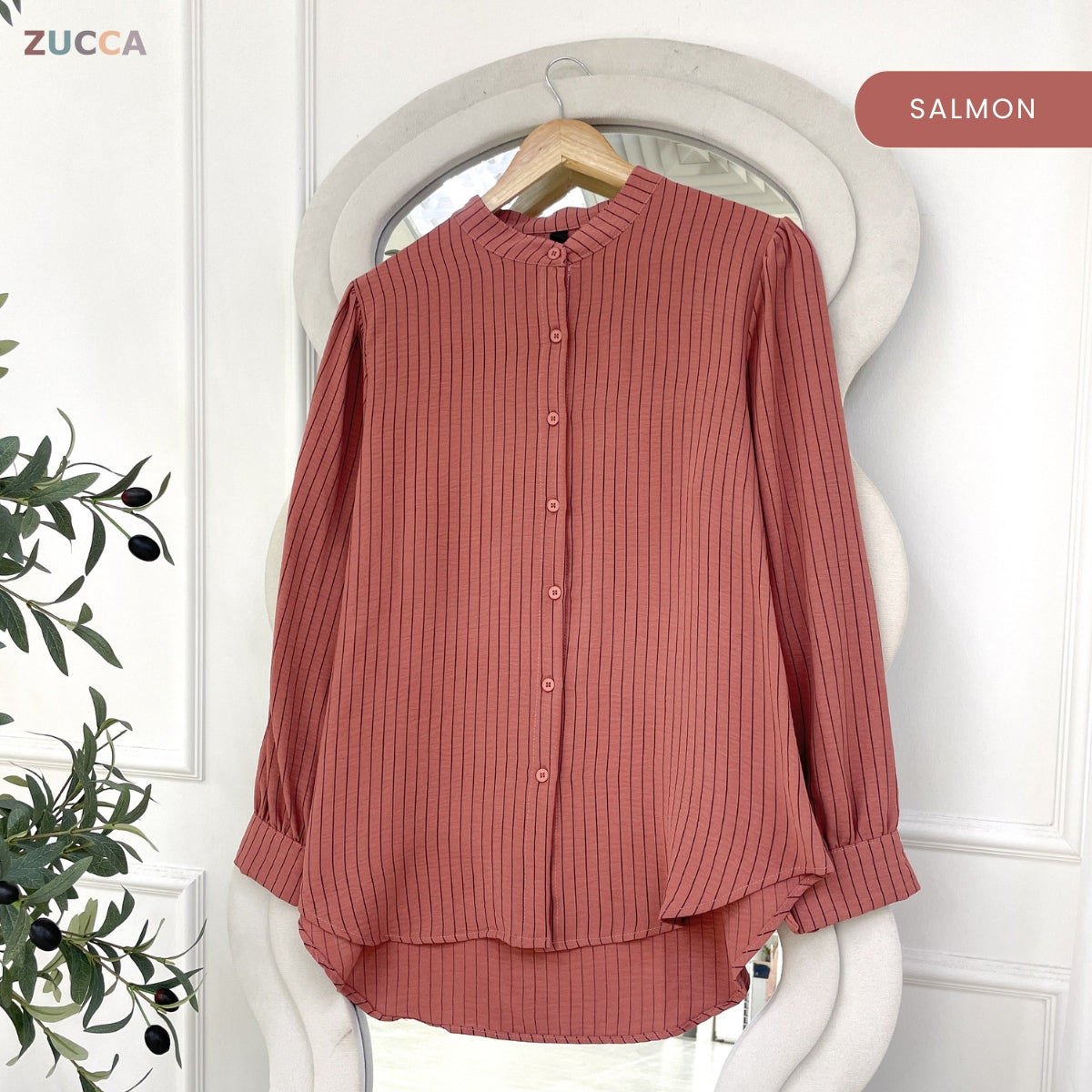 ZUCCA AWIN CLASSIC RIBBED MODEST STRIPE TOP LONG SLEEVE - ZW004