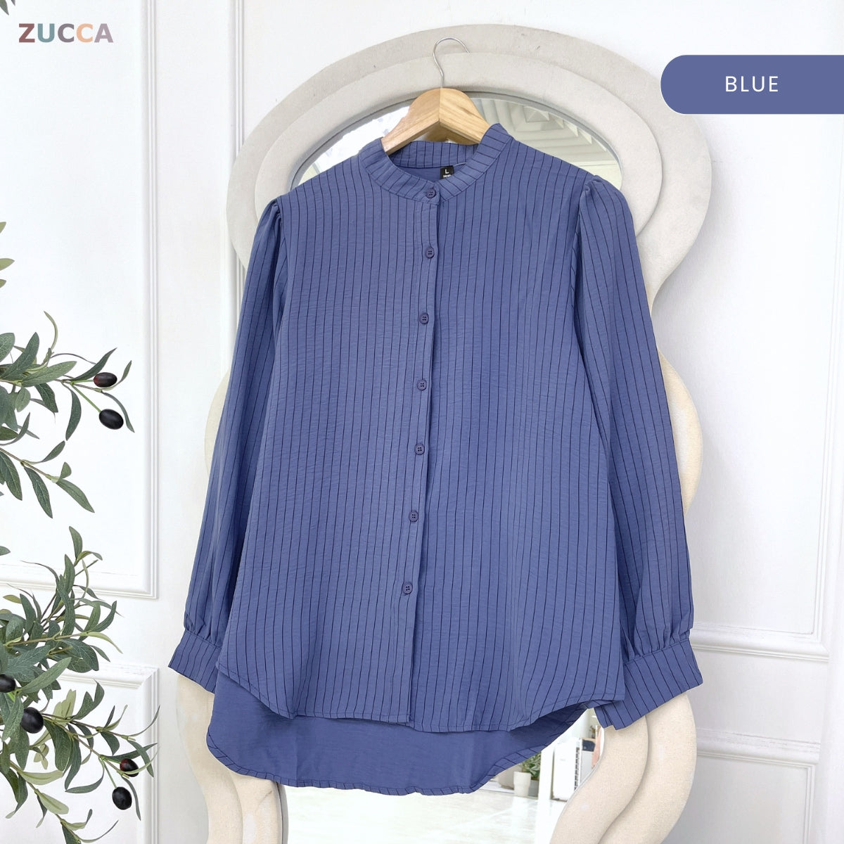 ZUCCA AWIN CLASSIC RIBBED MODEST STRIPE TOP LONG SLEEVE - ZW004