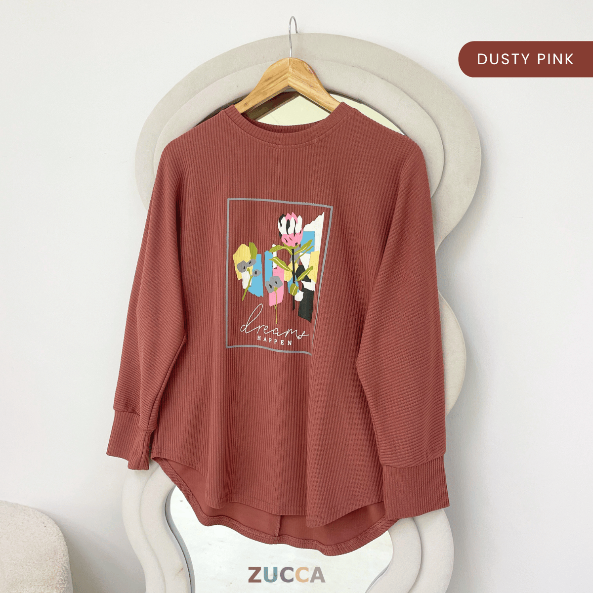 ZUCCA OLIVIA MODEST GRAPHIC LONG SLEEVE-ZW005(BK2048-1)