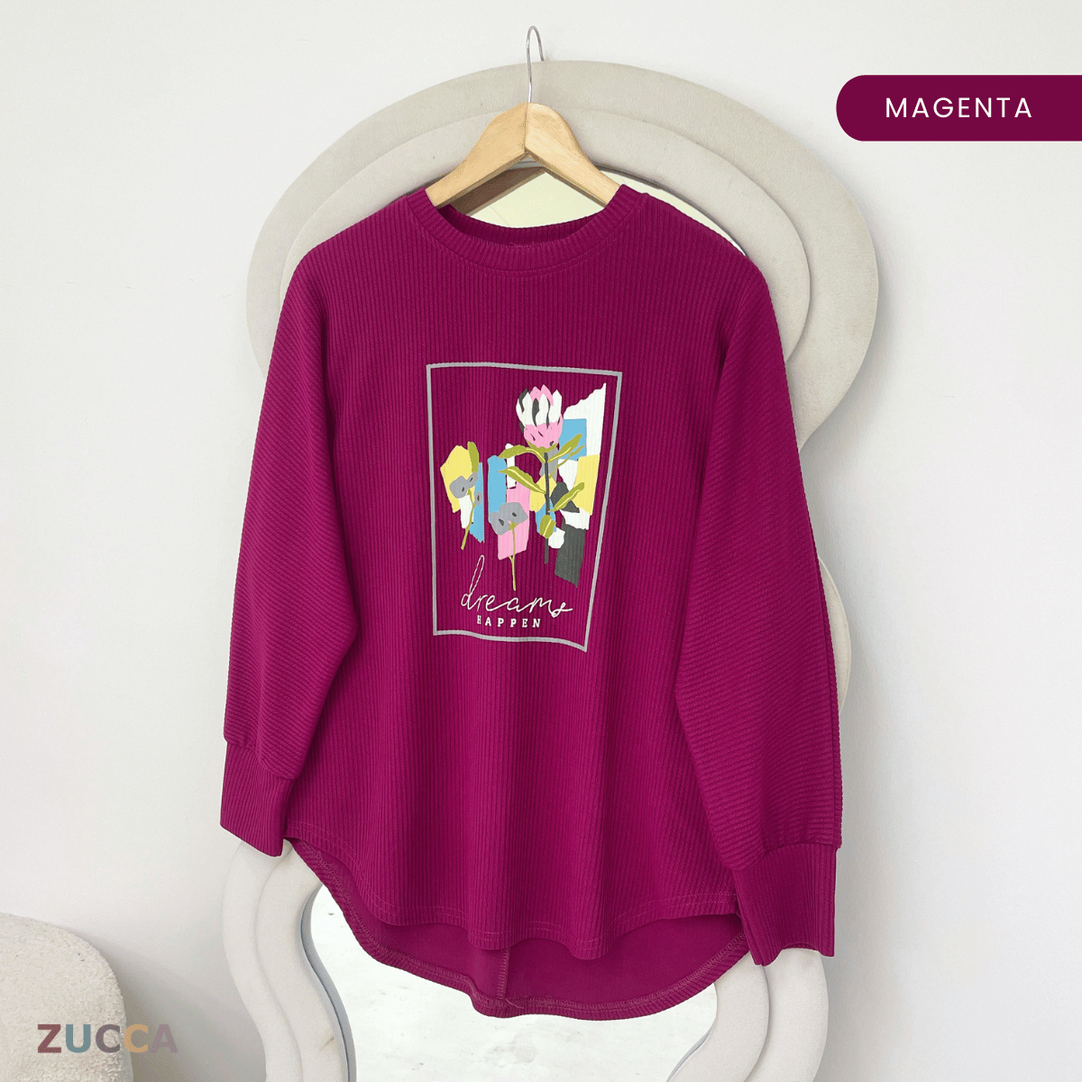 ZUCCA OLIVIA MODEST GRAPHIC LONG SLEEVE-ZW005(BK2048-1)