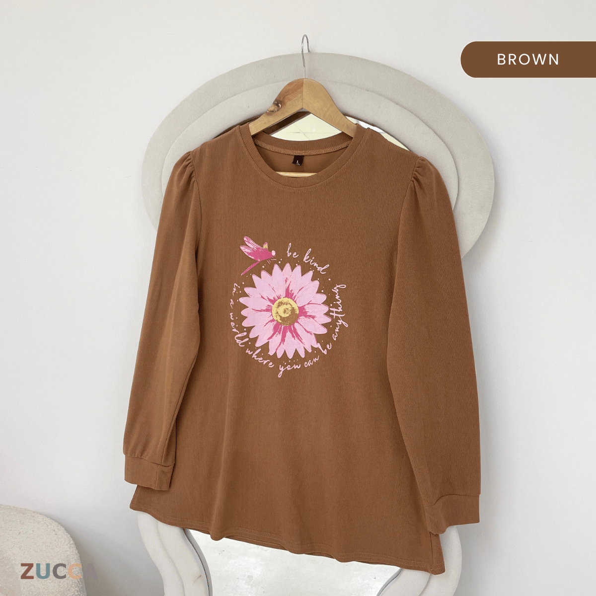 ZUCCA VIVIAN FLORAL GRAPHIC LONG SLEEVE TOP -ZW007(AA2033-A1)