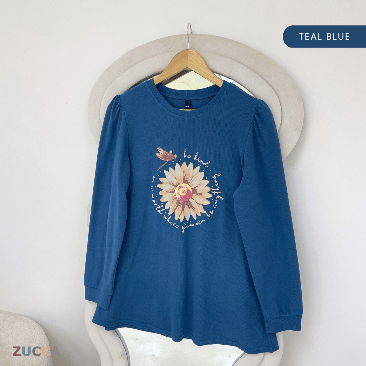 ZUCCA VIVIAN FLORAL GRAPHIC LONG SLEEVE TOP -ZW007(AA2033-A1)