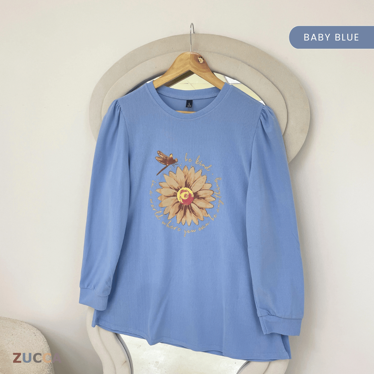 ZUCCA VIVIAN FLORAL GRAPHIC LONG SLEEVE TOP -ZW007(AA2033-A1)