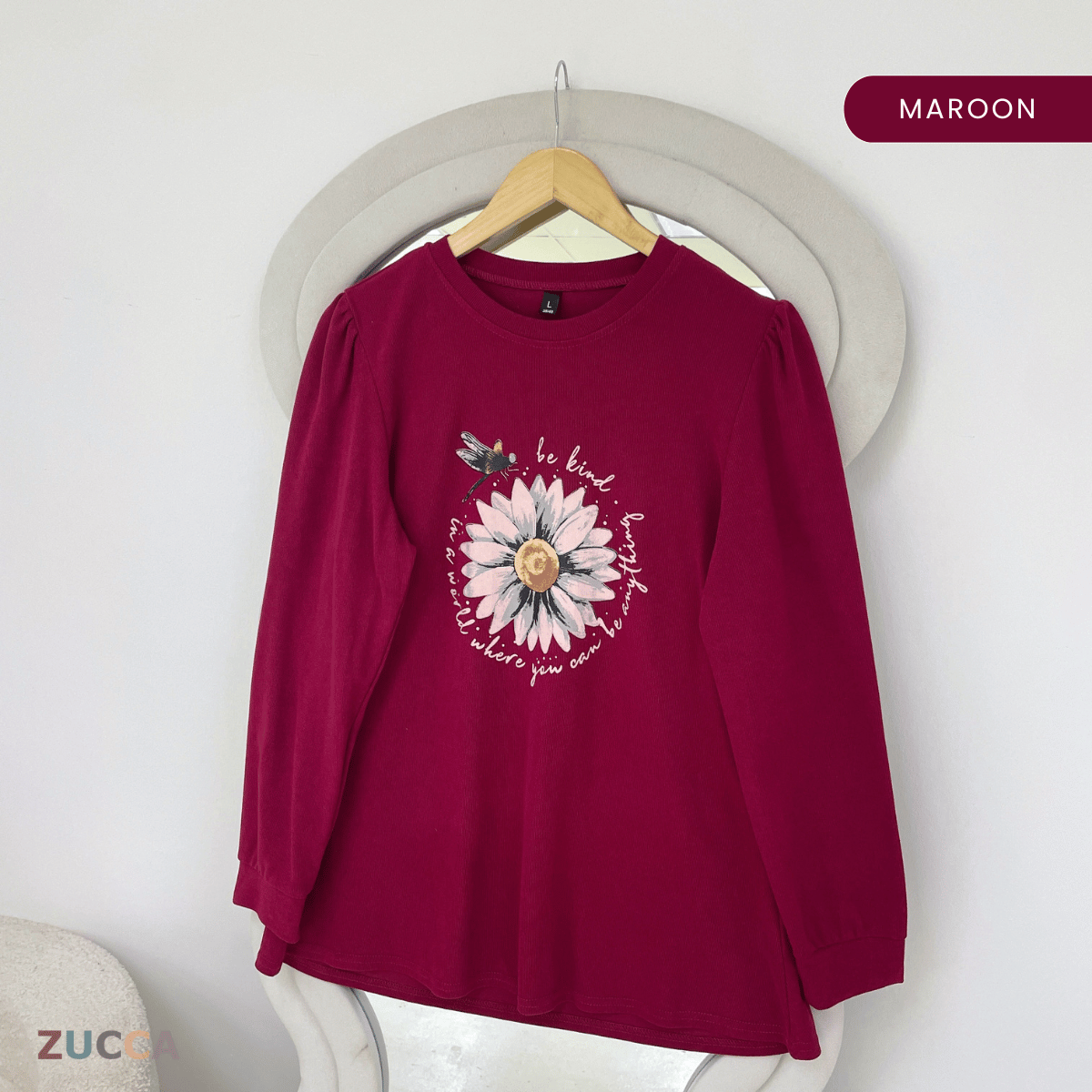 ZUCCA VIVIAN FLORAL GRAPHIC LONG SLEEVE TOP -ZW007(AA2033-A1)