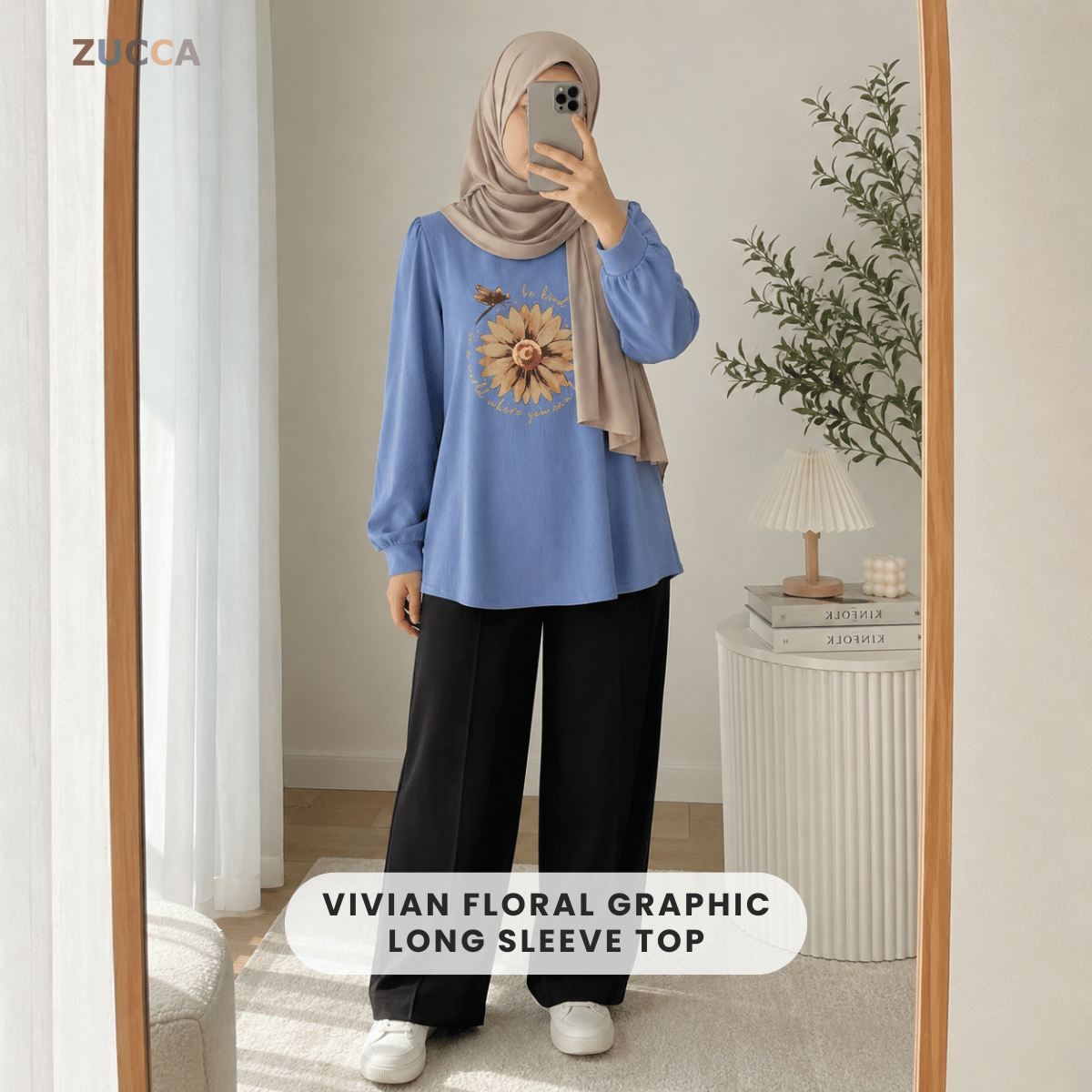 ZUCCA VIVIAN FLORAL GRAPHIC LONG SLEEVE TOP -ZW007(AA2033-A1)