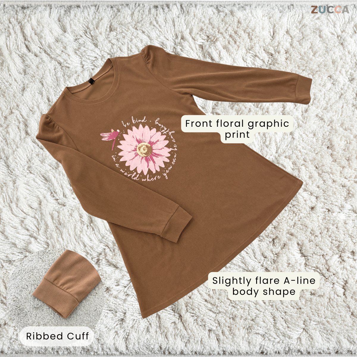 ZUCCA VIVIAN FLORAL GRAPHIC LONG SLEEVE TOP -ZW007(AA2033-A1)