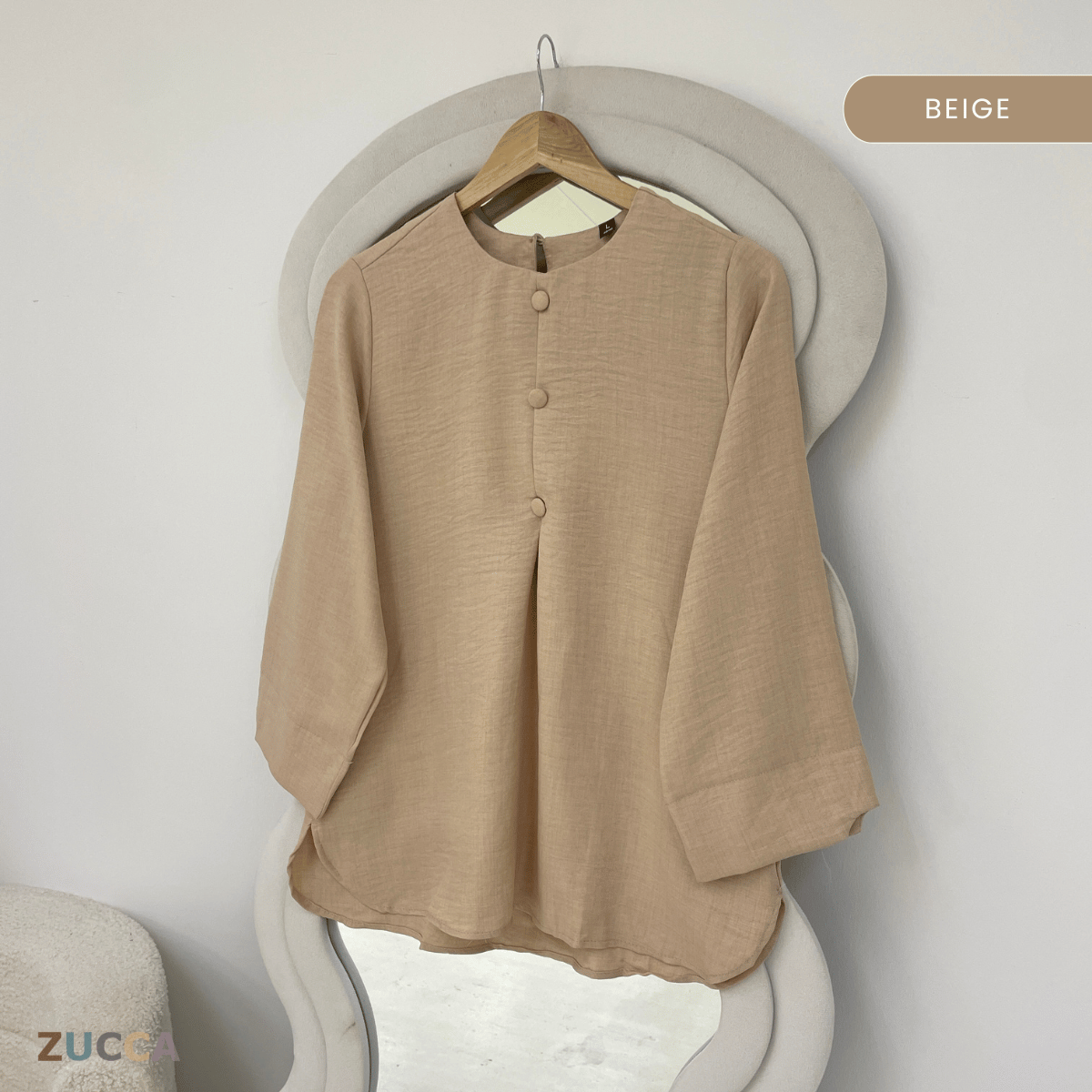 ZUCCA NAIMA HALF BUTTON LONG SLEEVE TOP-ZW009(AC8636-1)