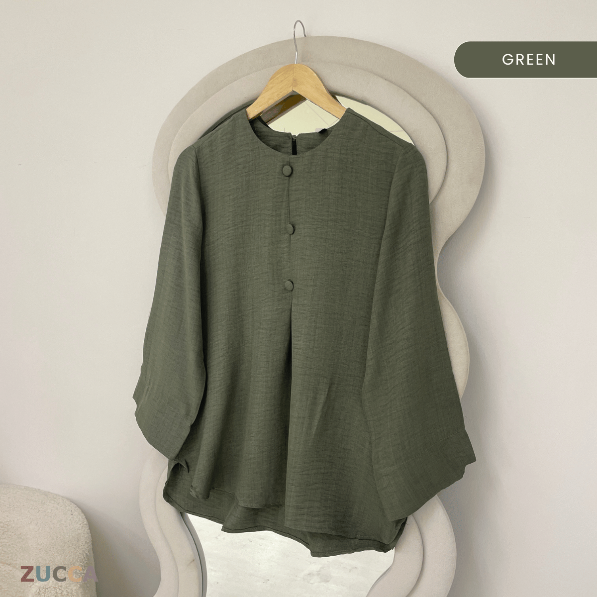 ZUCCA NAIMA HALF BUTTON LONG SLEEVE TOP-ZW009(AC8636-1)