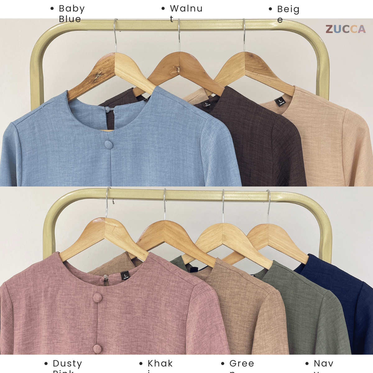 ZUCCA NAIMA HALF BUTTON LONG SLEEVE TOP-ZW009(AC8636-1)