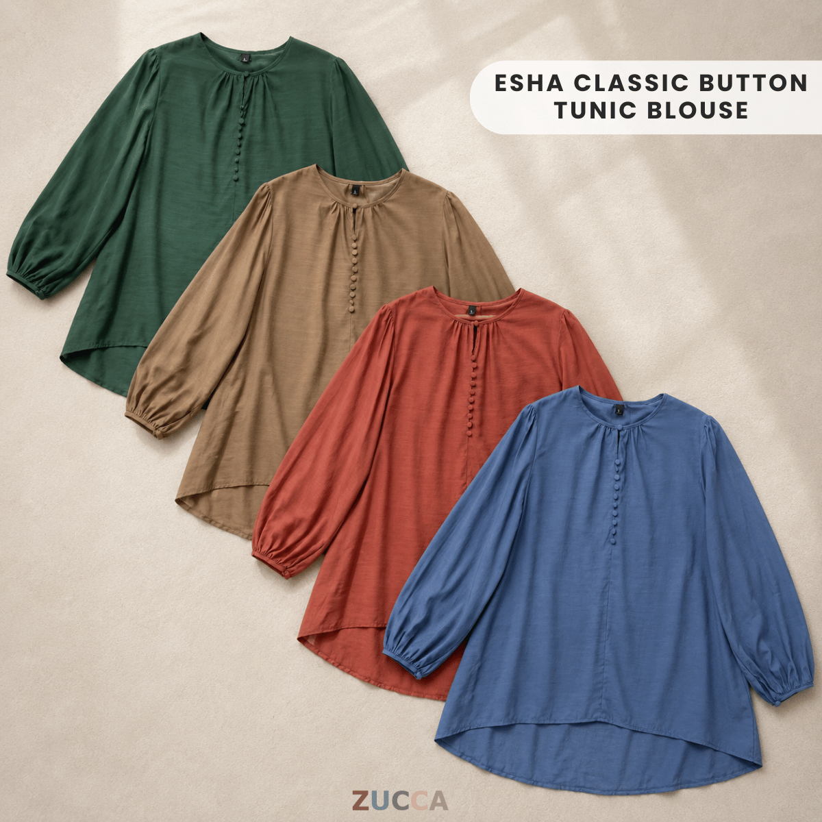 ZUCCA ESHA CLASSIC BUTTON TUNIC BLOUSE - ZW010(881642)