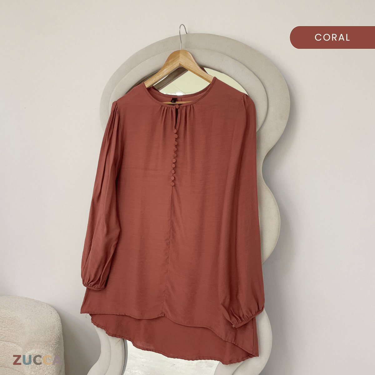 ZUCCA ESHA CLASSIC BUTTON TUNIC BLOUSE - ZW010(881642)