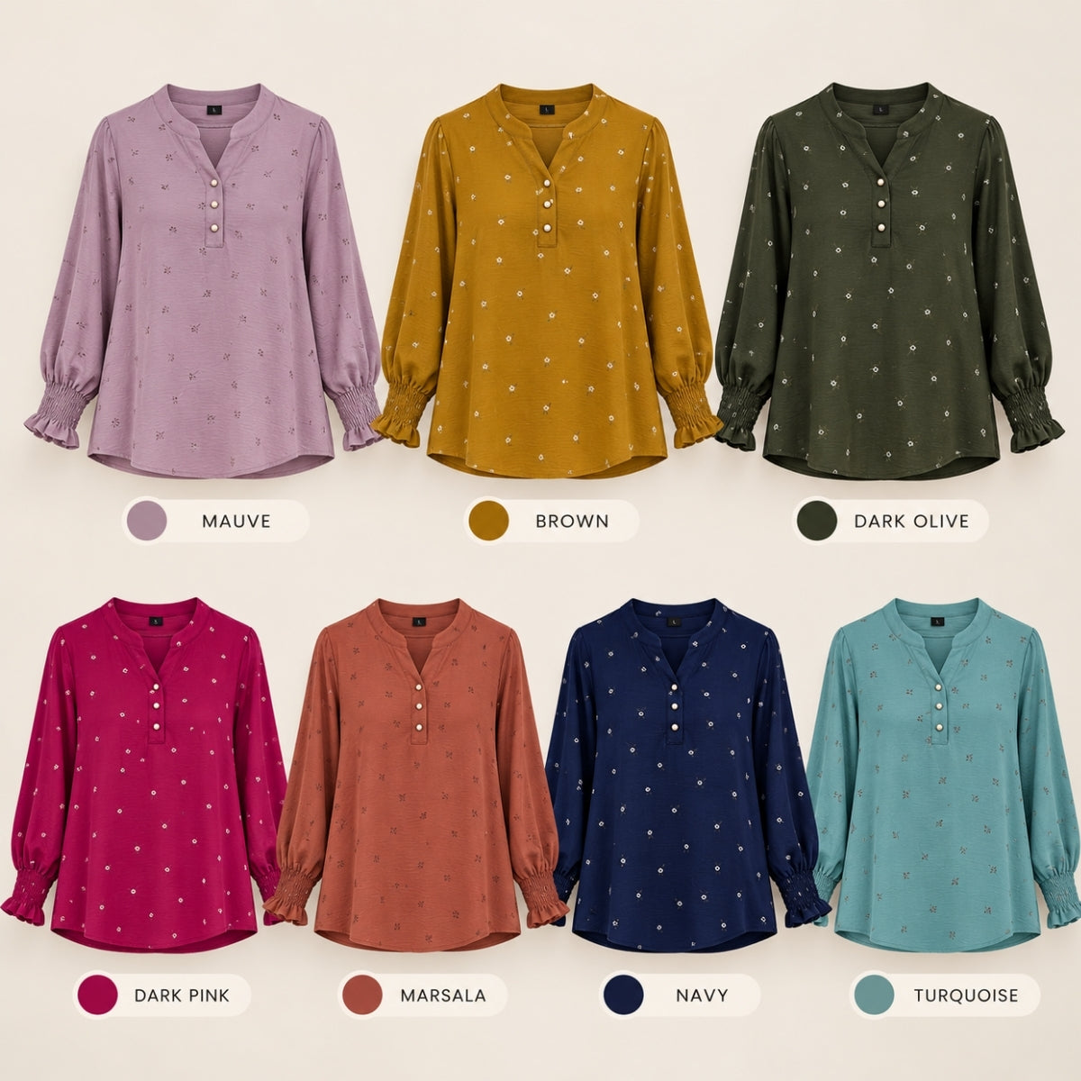 ZUCCA ALESHA CASUAL FLORAL PRINTED LONG SLEEVE TOP - ZW013
