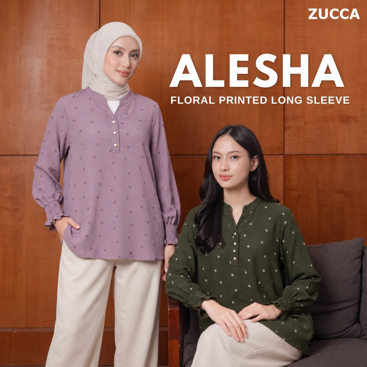 ZUCCA ALESHA CASUAL FLORAL PRINTED LONG SLEEVE TOP - ZW013