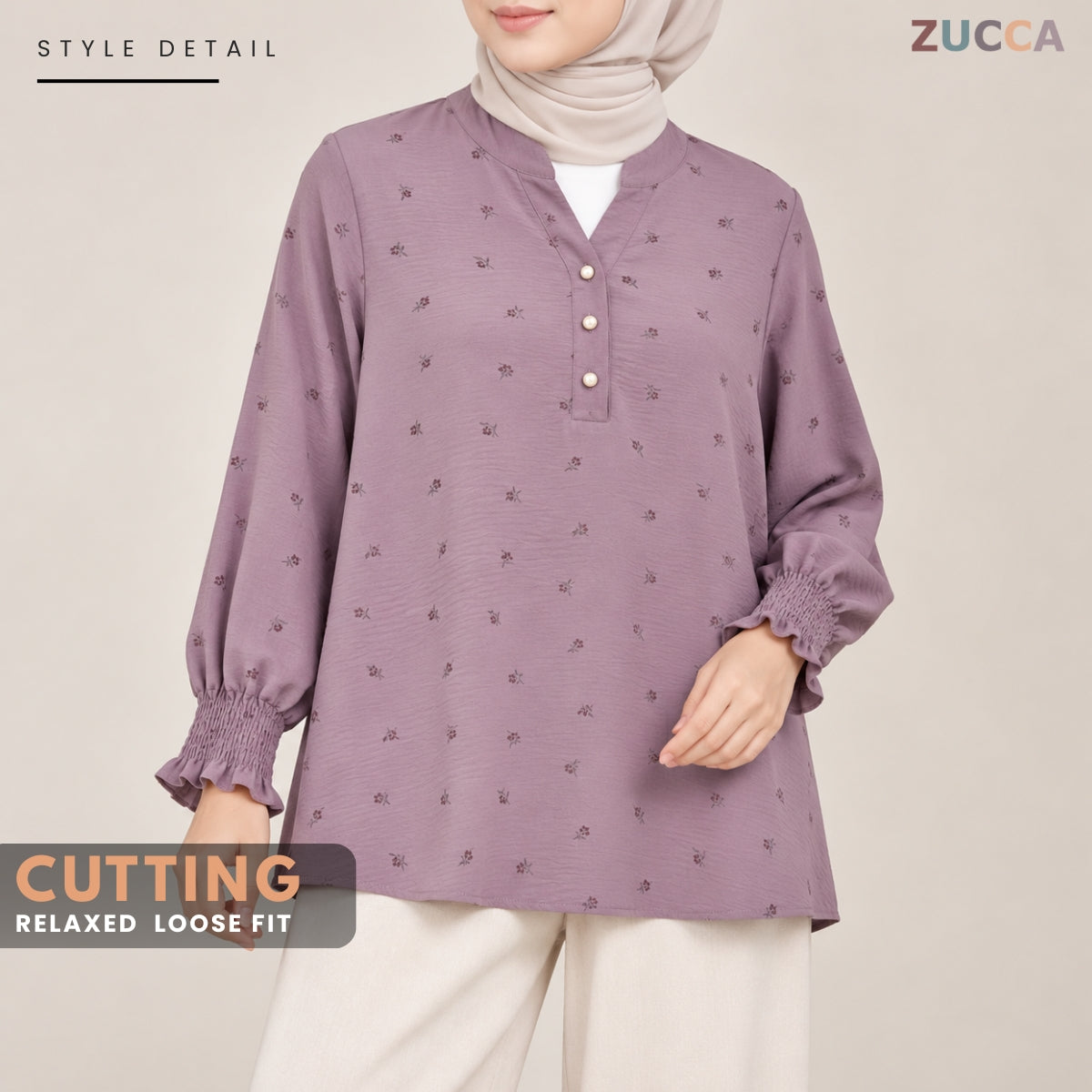 ZUCCA ALESHA CASUAL FLORAL PRINTED LONG SLEEVE TOP - ZW013