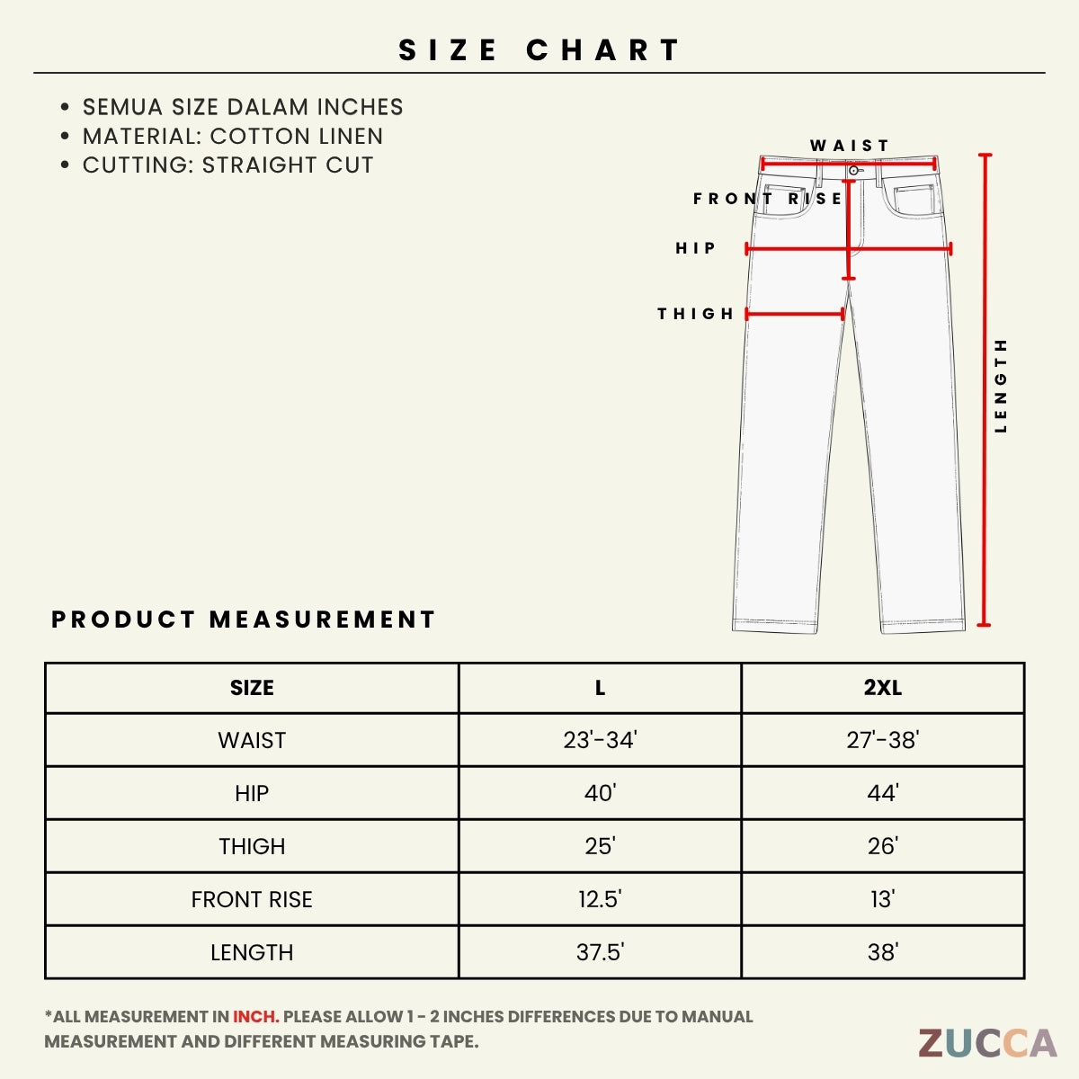 ZUCCA ESHAL CASUAL DRAWSTRING STRAIGHT CUT PANTS - ZW017