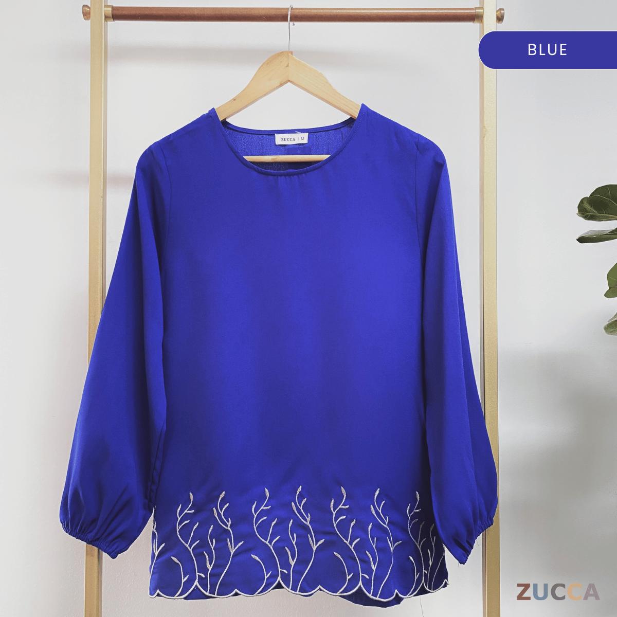 ZUCCA ARIANNA EMBROIDERY ROUND NECK BLOUSE-MA091 Tops